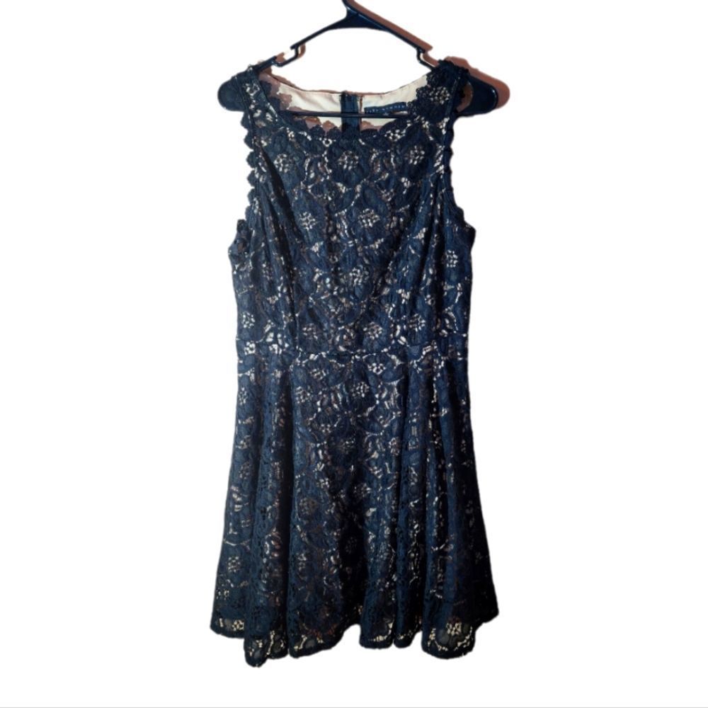 City Studio Black Lace and Nude Underneath Mini Dress Size 13 (Juniors)